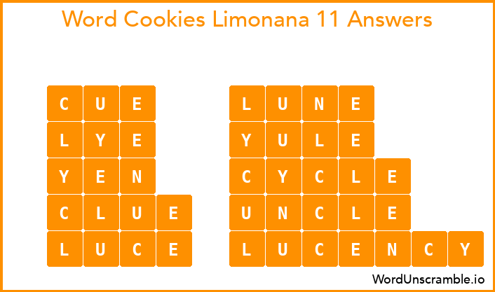 Word Cookies Limonana 11 Answers