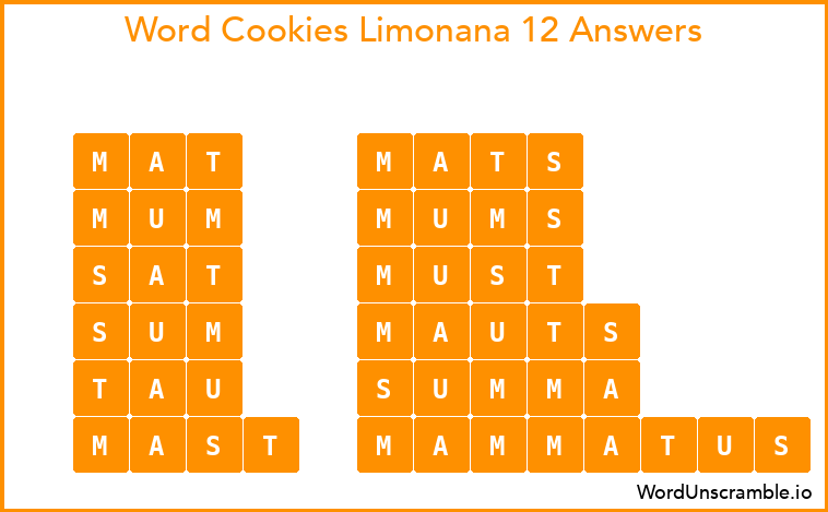 Word Cookies Limonana 12 Answers