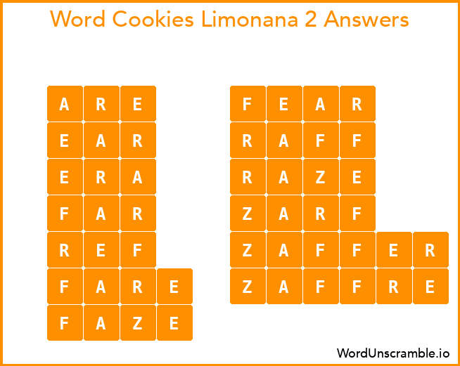 Word Cookies Limonana 2 Answers