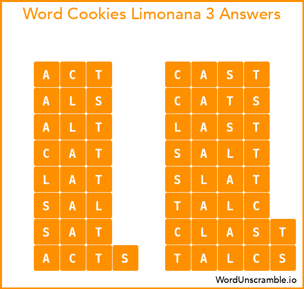 Word Cookies Limonana 3 Answers