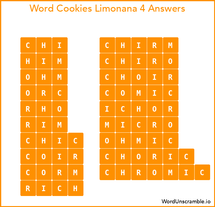 Word Cookies Limonana 4 Answers