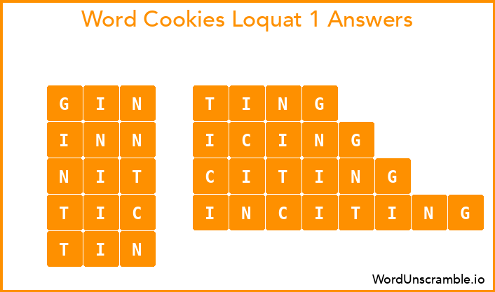 Word Cookies Loquat 1 Answers