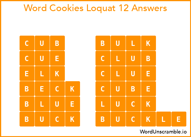 Word Cookies Loquat 12 Answers