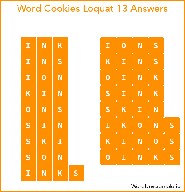 Word Cookies Loquat 13 Answers