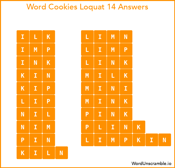 Word Cookies Loquat 14 Answers