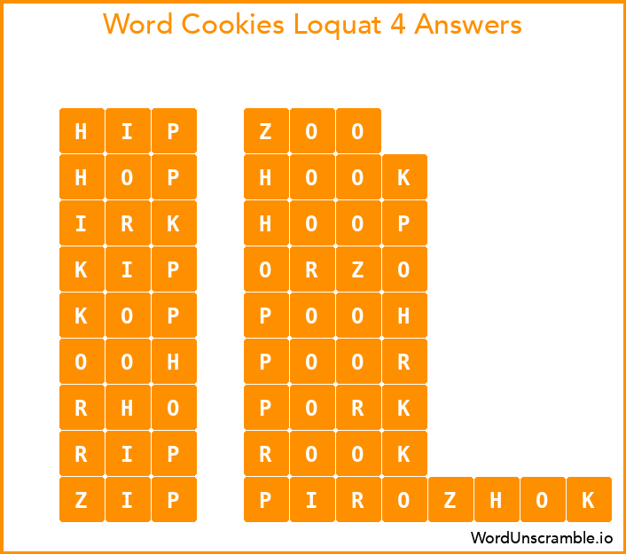 Word Cookies Loquat 4 Answers