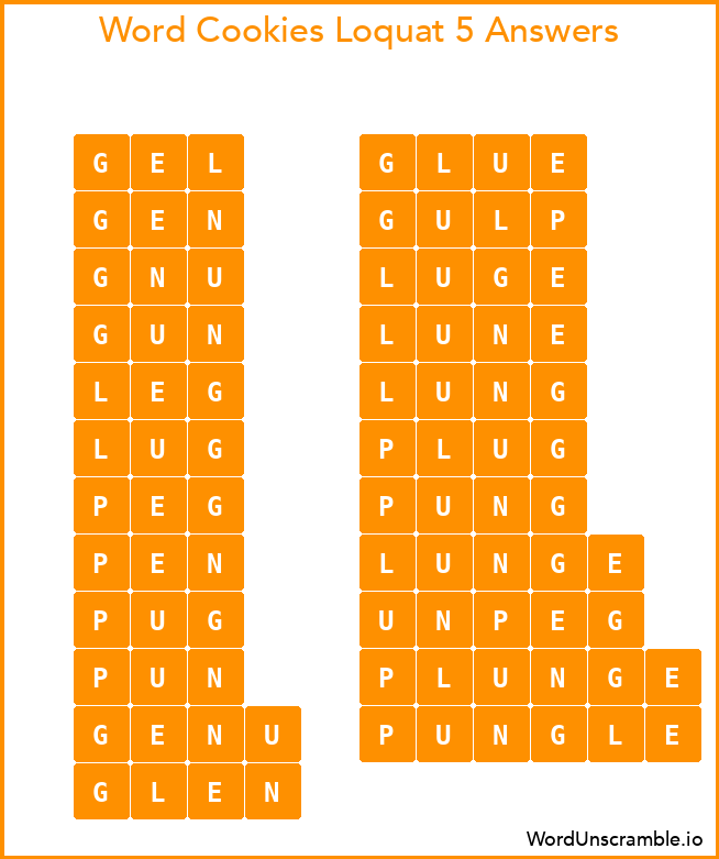 Word Cookies Loquat 5 Answers