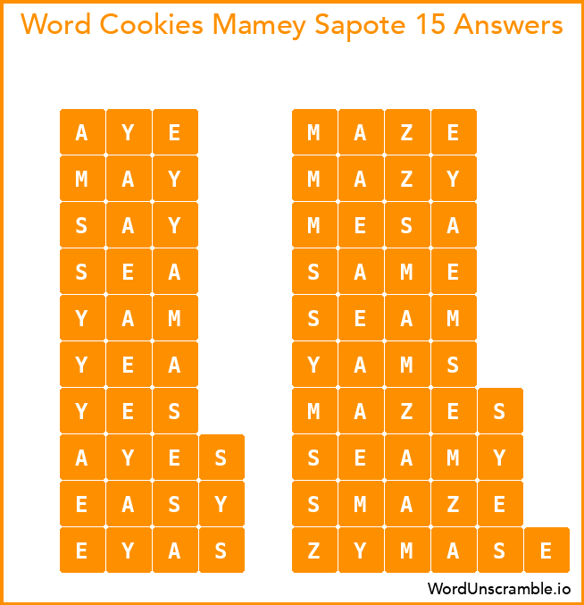 Word Cookies Mamey Sapote 15 Answers