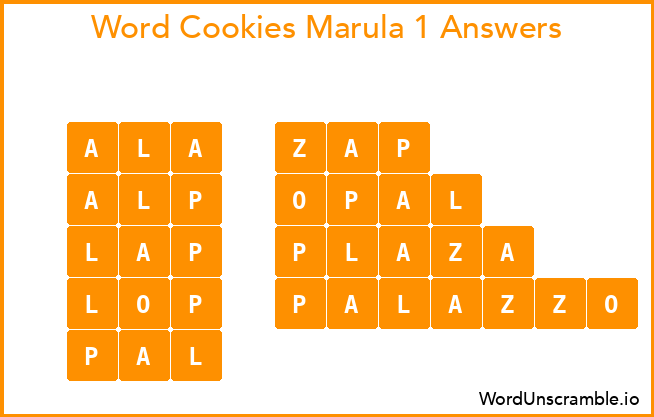 Word Cookies Marula 1 Answers