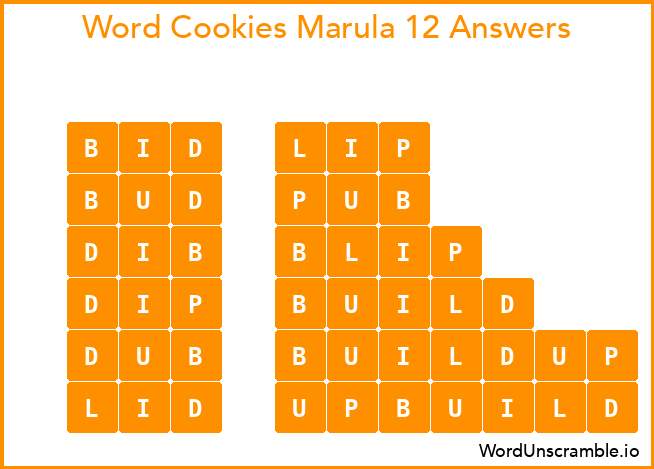 Word Cookies Marula 12 Answers
