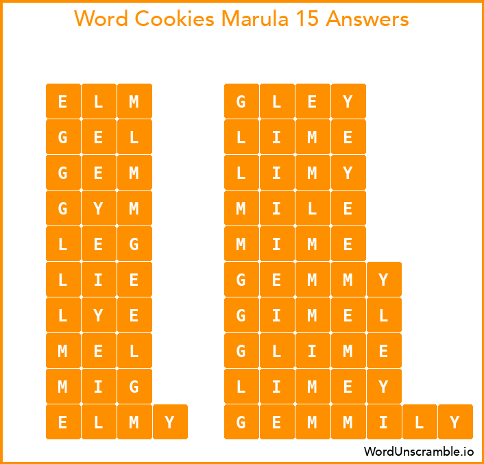 Word Cookies Marula 15 Answers