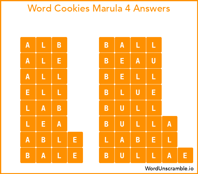 Word Cookies Marula 4 Answers