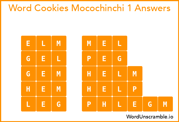 Word Cookies Mocochinchi 1 Answers