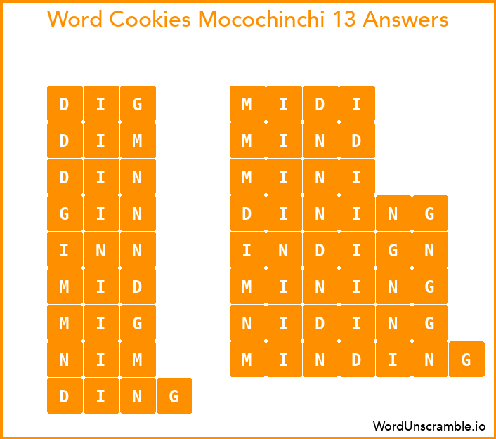 Word Cookies Mocochinchi 13 Answers