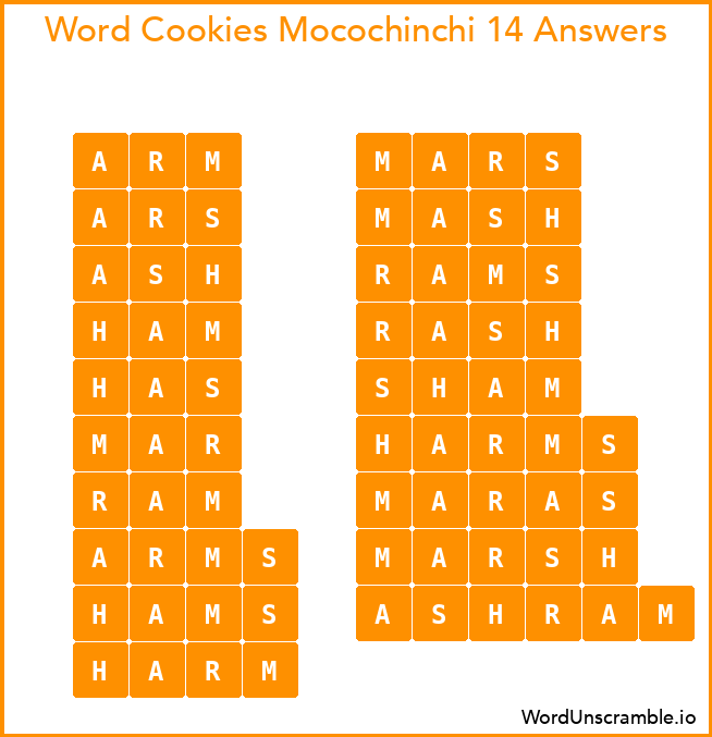 Word Cookies Mocochinchi 14 Answers