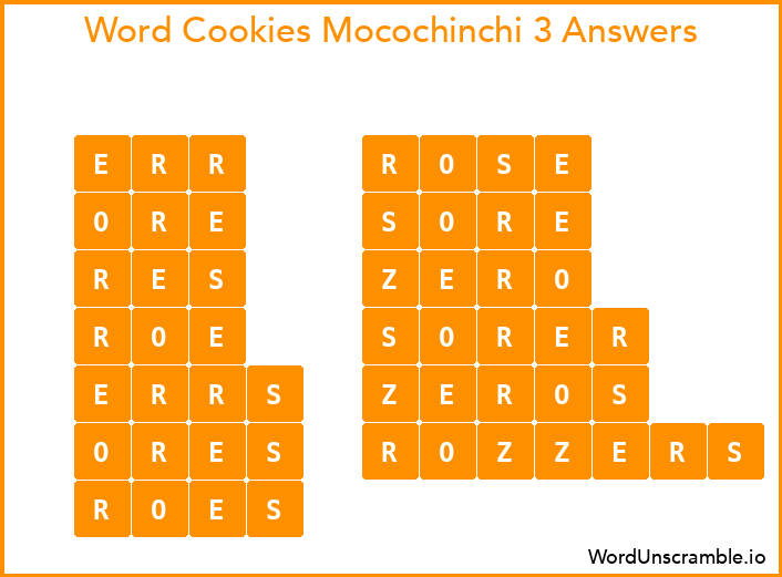 Word Cookies Mocochinchi 3 Answers