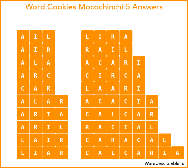 Word Cookies Mocochinchi 5 Answers