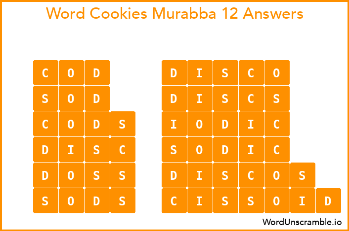 Word Cookies Murabba 12 Answers