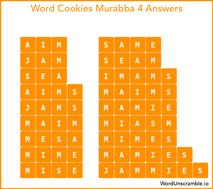 Word Cookies Murabba 4 Answers