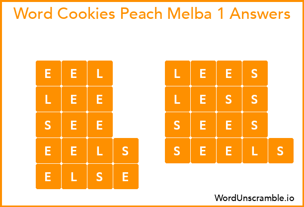 Word Cookies Peach Melba 1 Answers