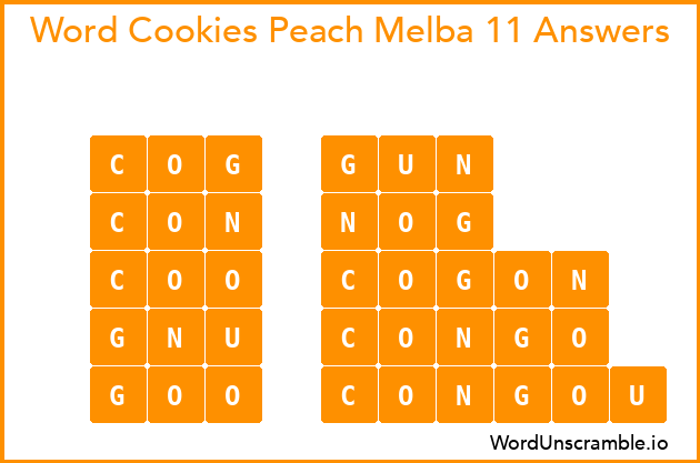 Word Cookies Peach Melba 11 Answers
