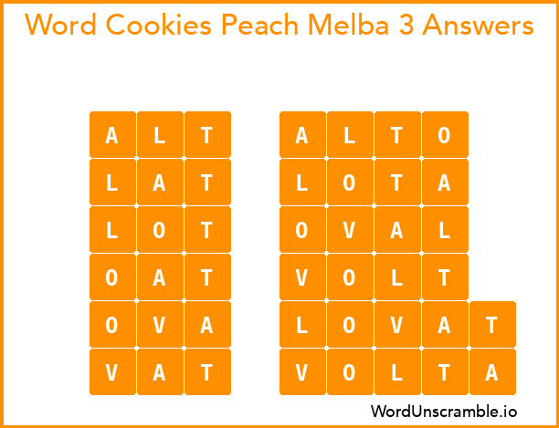 Word Cookies Peach Melba 3 Answers