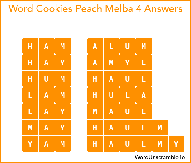Word Cookies Peach Melba 4 Answers