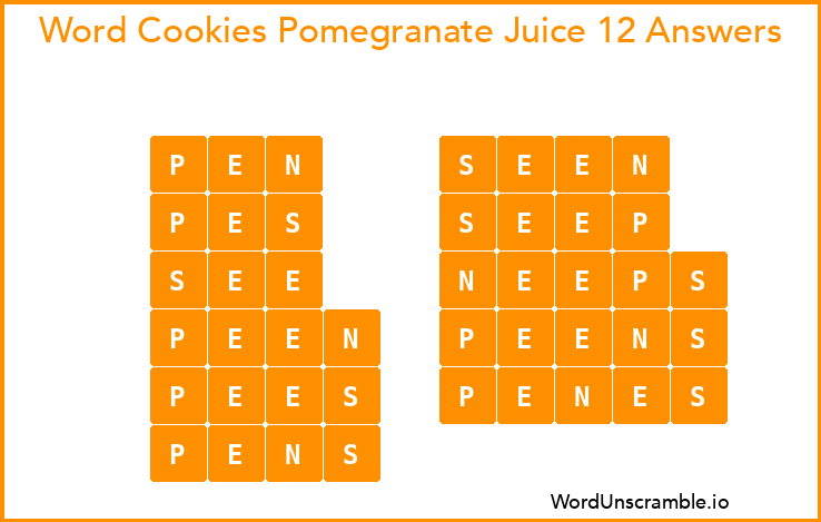 Word Cookies Pomegranate Juice 12 Answers