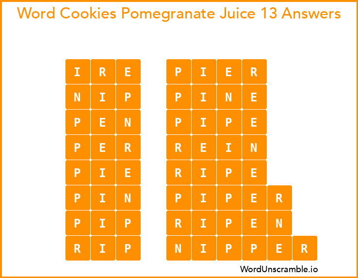 Word Cookies Pomegranate Juice 13 Answers