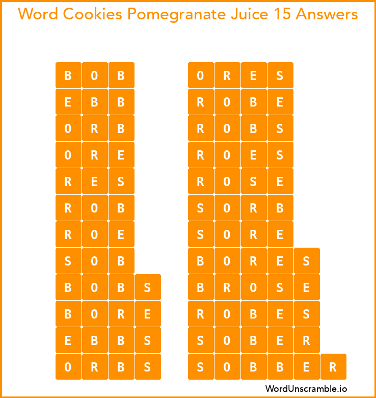 Word Cookies Pomegranate Juice 15 Answers