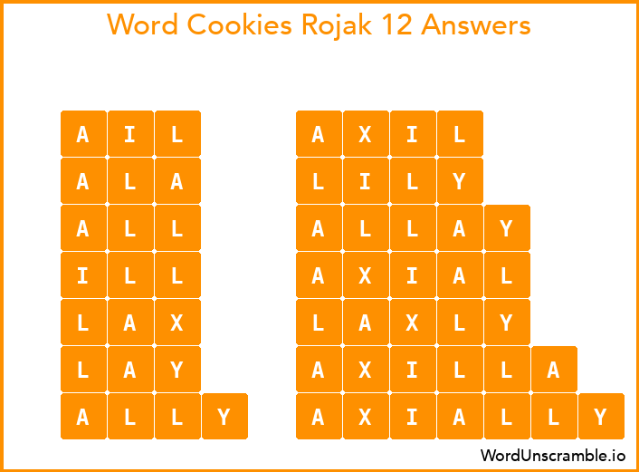 Word Cookies Rojak 12 Answers