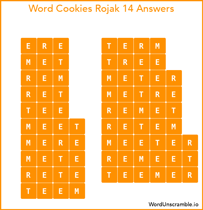 Word Cookies Rojak 14 Answers