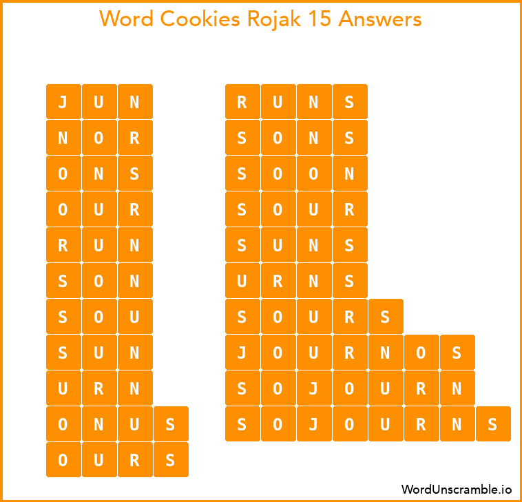 Word Cookies Rojak 15 Answers