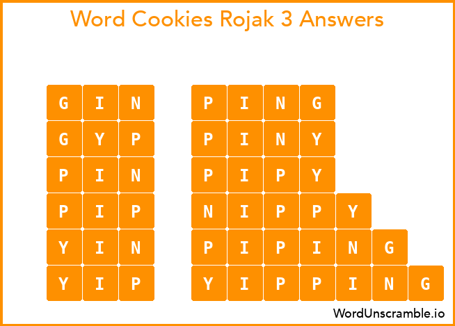 Word Cookies Rojak 3 Answers