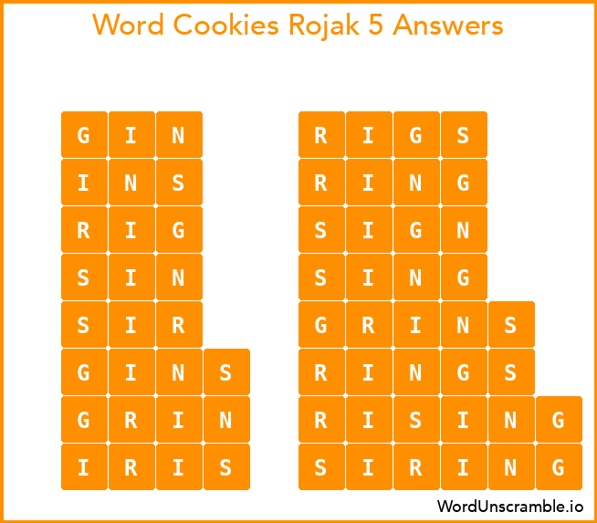 Word Cookies Rojak 5 Answers