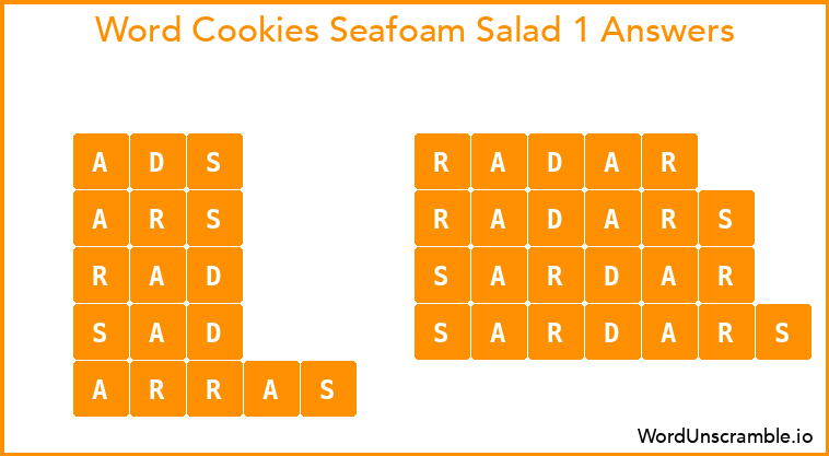 Word Cookies Seafoam Salad 1 Answers