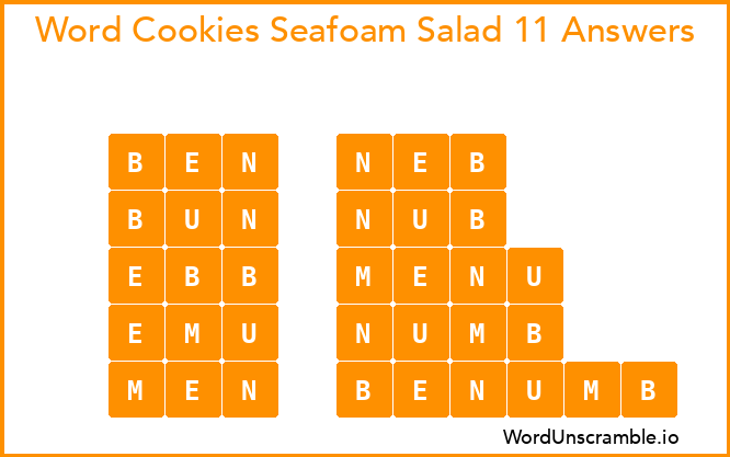 Word Cookies Seafoam Salad 11 Answers