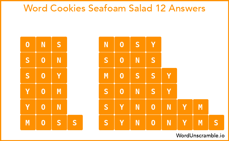Word Cookies Seafoam Salad 12 Answers
