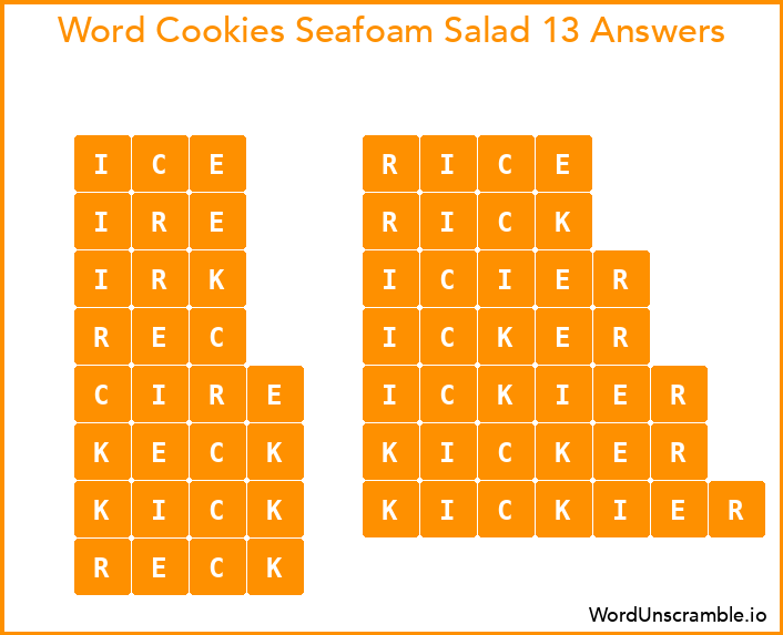 Word Cookies Seafoam Salad 13 Answers