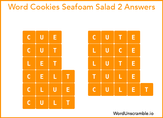 Word Cookies Seafoam Salad 2 Answers