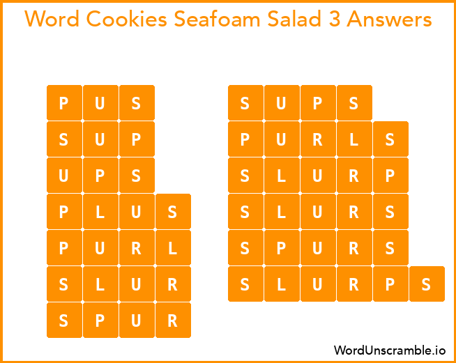 Word Cookies Seafoam Salad 3 Answers