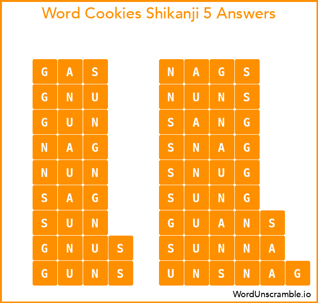 Word Cookies Shikanji 5 Answers