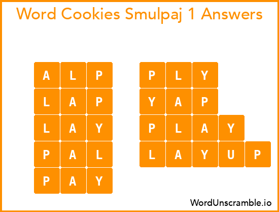 Word Cookies Smulpaj 1 Answers