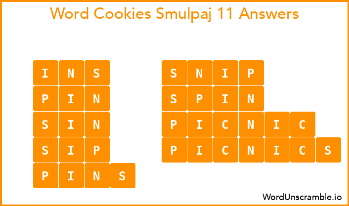 Word Cookies Smulpaj 11 Answers