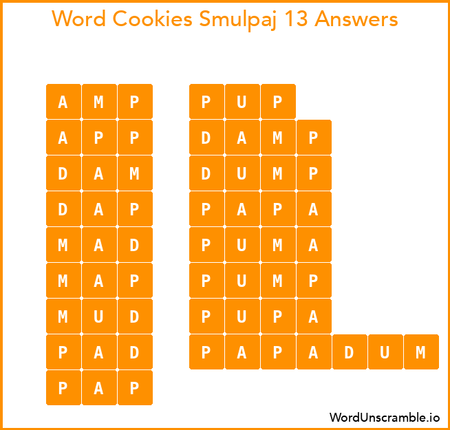 Word Cookies Smulpaj 13 Answers