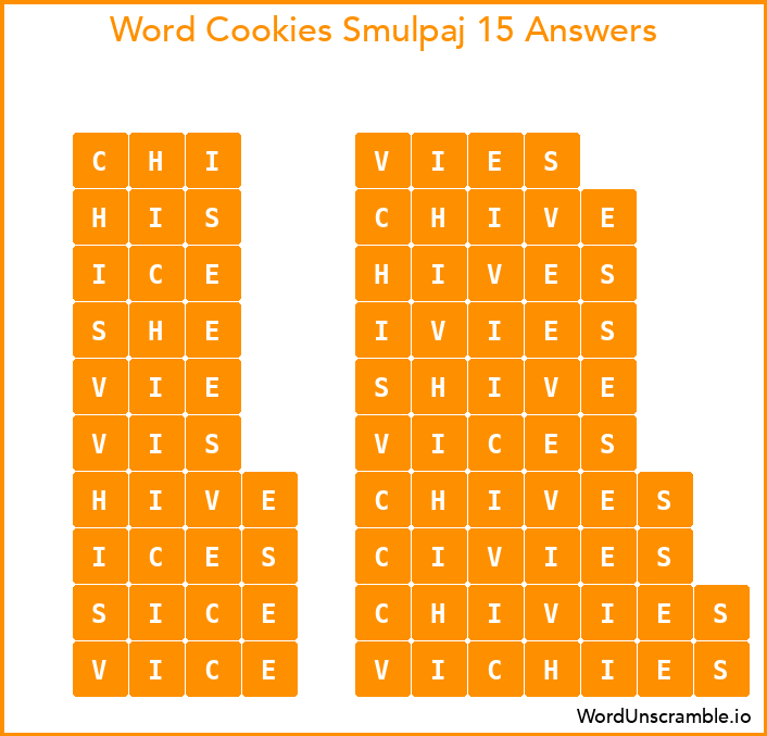 Word Cookies Smulpaj 15 Answers