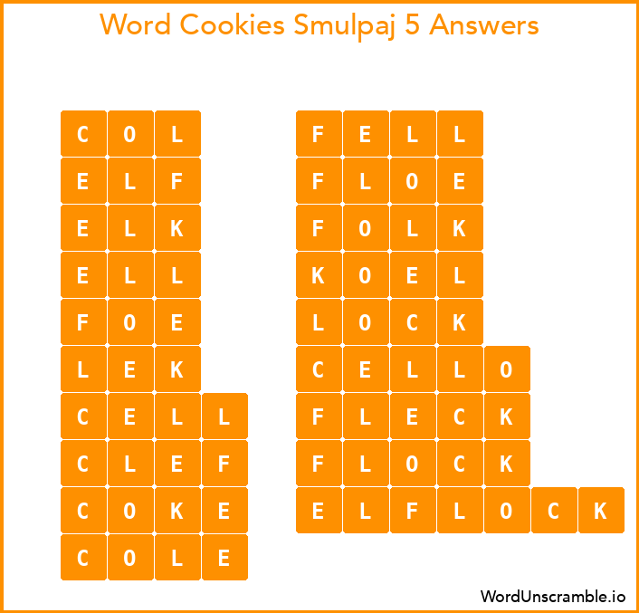 Word Cookies Smulpaj 5 Answers