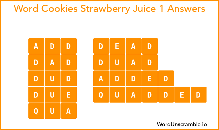 Word Cookies Strawberry Juice 1 Answers