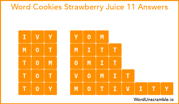 Word Cookies Strawberry Juice 11 Answers