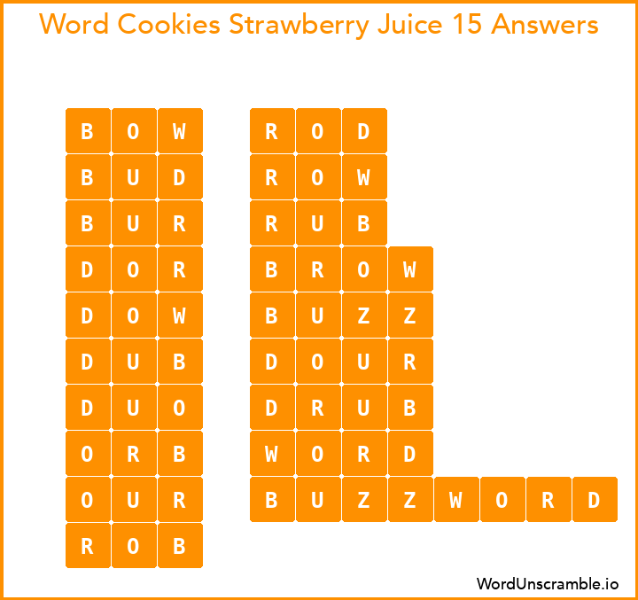 Word Cookies Strawberry Juice 15 Answers